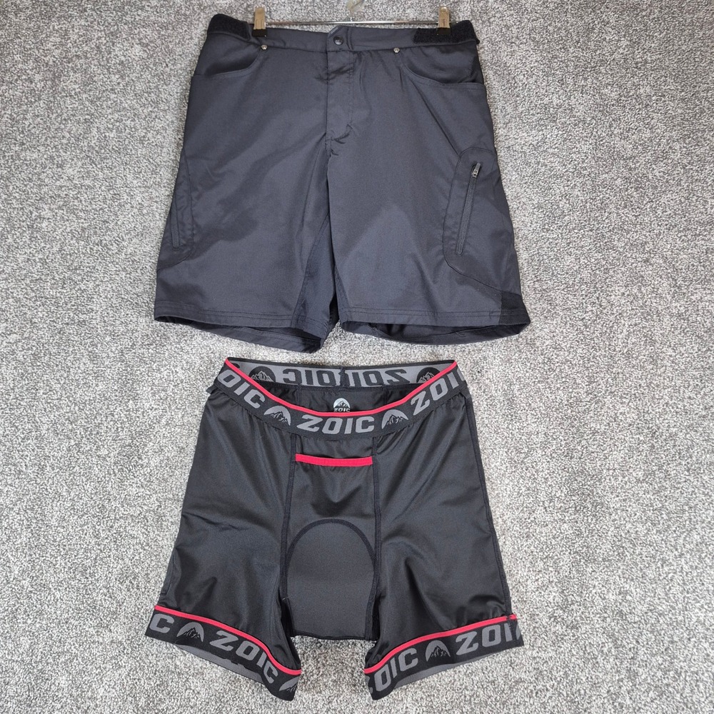 Zoic Ether Mountain Bike Shorts Mens XL Black Padded Liner MTB Cycling